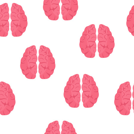 Seamless Pattern with Pink Brains isolated on white background. Mind, Intelligence Concept. Vector illustration for Your Designのイラスト素材