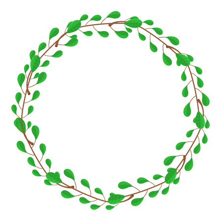 Circle Frame from Green Branches. Wedding Decorations, Invitations. Vector illustration for Your Design, Web.のイラスト素材