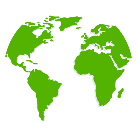 Green World Map or Global Cartography isolated on white background. Vector illustration for Your Designのイラスト素材