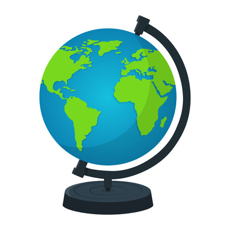Earth Globe with Stand isolated on white background. World Map. Earth Icon. Vector illustration for Your Designのイラスト素材