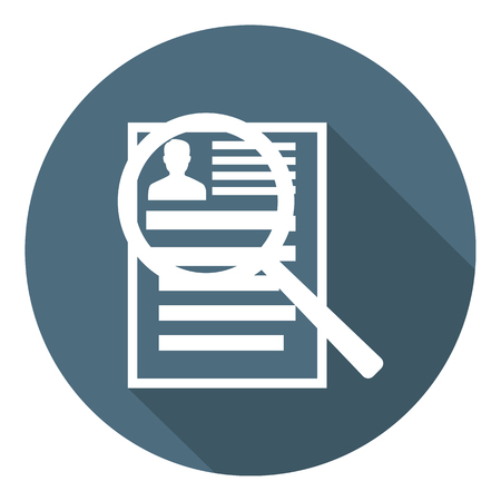 Recruitment Service Icon. Human Resources of Choose Candidate and Fill Vacancy. Business Employment Concept. Application Form Review for Staff Search. Flat Style. Vector illustration for Your Design.のイラスト素材
