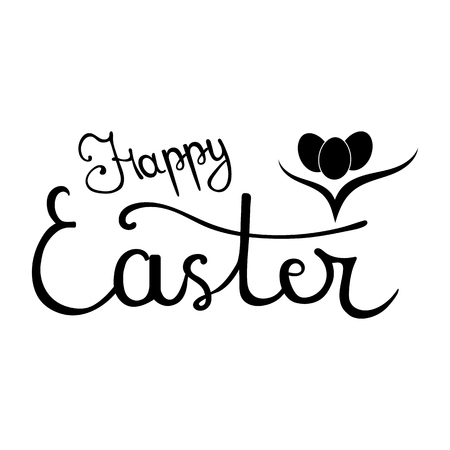 Happy Easter Hand Drawn Calligraphy Lettering. For Greeting Card and Invitation. Vector illustration for Your Design, Web.のイラスト素材