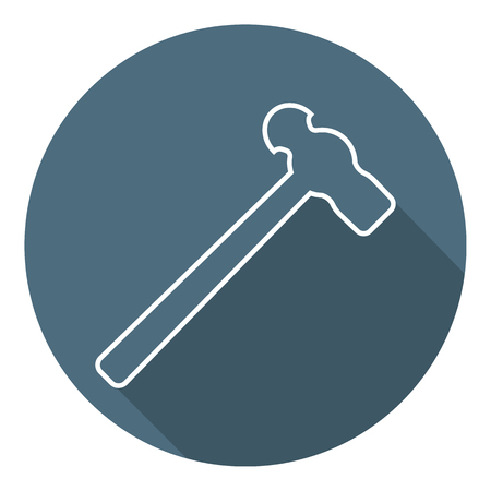 Hammer Icon. Repair and Building Symbol. Outline Flat Style. Vector illustration for Your Design, Web.のイラスト素材