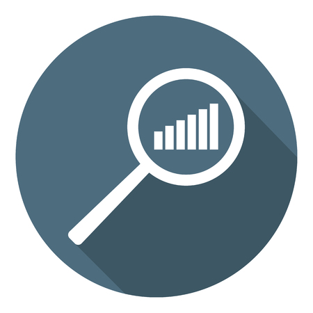 Chart Icon. Increase Schedule in Magnifier. Analysis and Statistics Data Symbol. Flat Style. Vector illustration for Your Design, Web.のイラスト素材