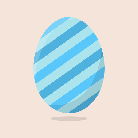 Vector Easter Egg isolated on beige background. Colorful Egg with Stripes Pattern. Flat Style. For Greeting Cards, Invitations. Vector illustration for Your Design, Web.のイラスト素材
