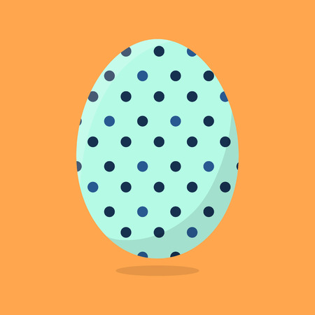 Vector Easter Egg isolated on orange background. Colorful Egg with Dots Pattern. Flat Style. For Greeting Cards, Invitations. Vector illustration for Your Design, Web.のイラスト素材