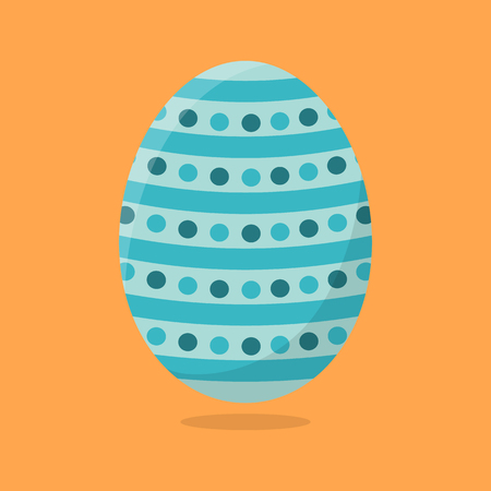 Vector Easter Egg isolated on orange background. Colorful Egg with Stripes and Dots Pattern. Flat Style. For Greeting Cards, Invitations. Vector illustration for Your Design, Web.のイラスト素材