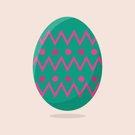 Vector Easter Egg isolated on beige background. Colorful Egg with Chevron and Dots Pattern. Flat Style. For Greeting Cards, Invitations. Vector illustration for Your Design, Web.のイラスト素材