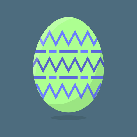 Vector Easter Egg isolated on grey background. Colorful Egg with Chevrons Pattern. Flat Style. For Greeting Cards, Invitations. Vector illustration for Your Design, Web.のイラスト素材