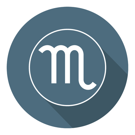 Scorpio Icon. Vector Astrological, Horoscope Sign. Zodiac Symbol. Air Element. Flat Style. Sticker. Vector illustration for Your Design, Web.のイラスト素材