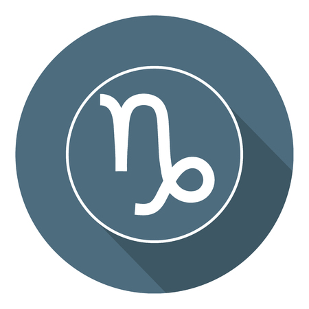 Capricorn Icon. Vector Astrological, Horoscope Sign. Zodiac Symbol. Air Element. Flat Style. Sticker. Vector illustration for Your Design, Web.のイラスト素材