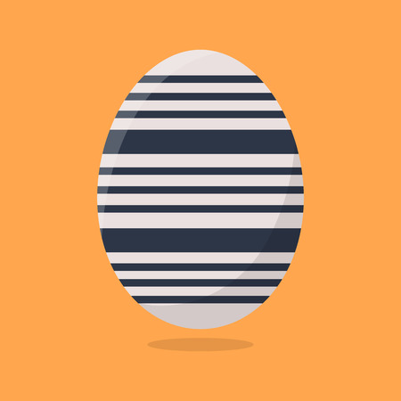 Vector Easter Egg isolated on orange background. Colorful Egg with Stripes Pattern. Flat Style. For Greeting Cards, Invitations. Vector illustration for Your Design, Web.のイラスト素材