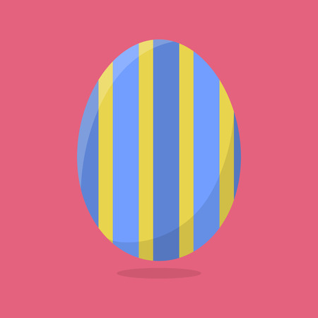 Vector Easter Egg isolated on pink background. Colorful Egg with Stripes Pattern. Flat Style. For Greeting Cards, Invitations. Vector illustration for Your Design, Web.のイラスト素材