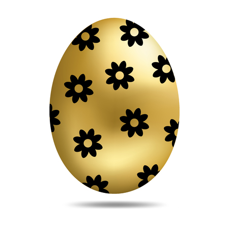 Vector Easter Golden Egg isolated on white background. Colorful Egg with Dots Pattern. Realistic Style. For Greeting Cards, Invitations. Vector illustration for Your Design, Webのイラスト素材