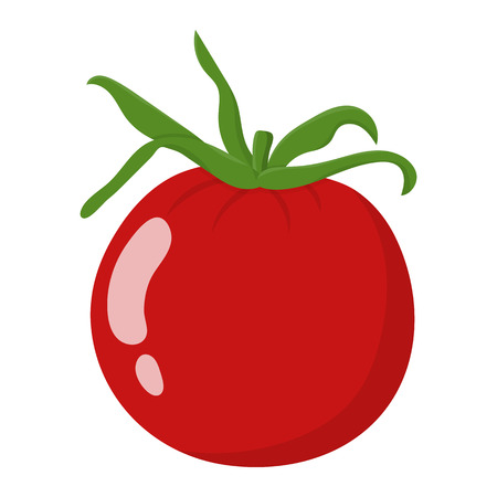 Fresh Red Tomato Vegetable isolated on white background. Tomato Icon for Market, Recipe Design. Organic Food. Cartoon Flat Style. Vector illustration for Your Design, Web.のイラスト素材