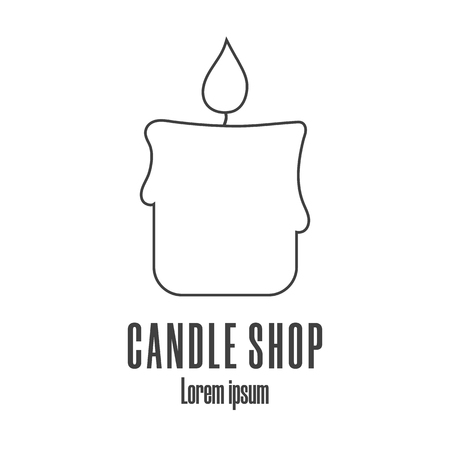 Line style icon of a candle. Candle shop symbol. Clean and modern vector illustration.のイラスト素材