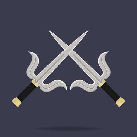 Crossed sai icon. Ninja weapon. Samurai equipment. Cartoon style. Clean and modern vector illustration for design, web.のイラスト素材