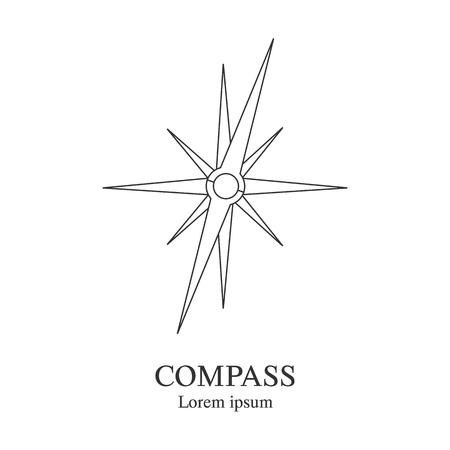 Compass icon. Travel company logo template. Abstract symbol of adventure. Clean and modern vector illustration.のイラスト素材