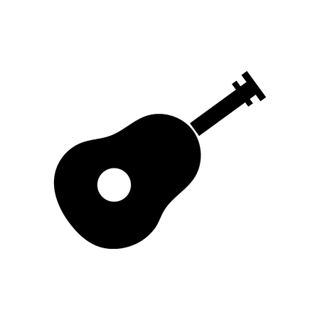 Black silhouette of guitar. Simple icon. Holiday decorative element. Vector illustration for design.のイラスト素材