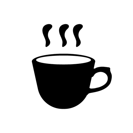 Black silhouette of coffee or tea cup. Simple icon. Vector illustration for design.のイラスト素材