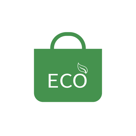 Eco shopping bag icon. Green ecological sign. Protect planet. Vector illustration for design.のイラスト素材