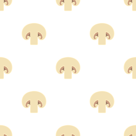 Seamless pattern with fresh champignons. Organic food. Cartoon style. Vector illustration for design, web, wrapping paper, fabric, wallpaper.のイラスト素材
