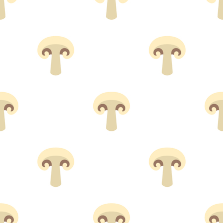 Seamless pattern with fresh champignons. Organic food. Cartoon style. Vector illustration for design, web, wrapping paper, fabric, wallpaper.のイラスト素材