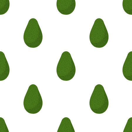Seamless pattern with fresh avocado isolated on white background. Organic food. Cartoon style. Vector illustration for design, web, wrapping paper, fabric, wallpaper.のイラスト素材