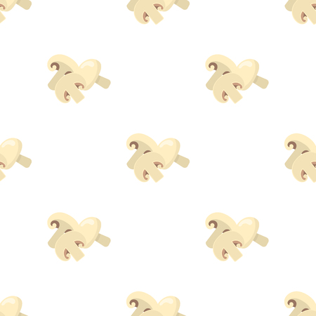 Seamless pattern with fresh champignons. Organic food. Cartoon style. Vector illustration for design, web, wrapping paper, fabric, wallpaper.のイラスト素材