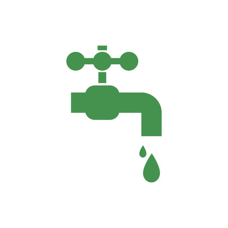 Water tap with falling drop. Green ecological sign. Protect planet. Vector illustration for design.のイラスト素材