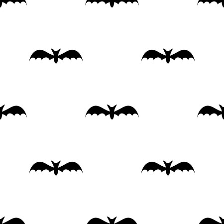 Seamless pattern with black silhouette bats. Halloween texture. Vector illustration for design, web, wrapping paper, fabric, wallpaper.のイラスト素材