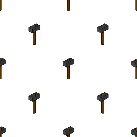 Seamless pattern with cartoon hammer on white background. Building equipment. Vector illustration for design, web, wrapping paper, fabric, wallpaper.のイラスト素材