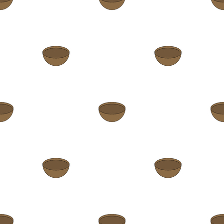 Seamless pattern with wooden bowl on white background. Medieval crockery for adventure. Vector illustration for design, web, wrapping paper, fabric, wallpaper.のイラスト素材