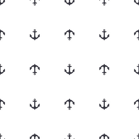 Seamless pattern with black anchor on a white background. Cartoon style. Vector illustration for design, web, wrapping paper, fabric, wallpaper.のイラスト素材
