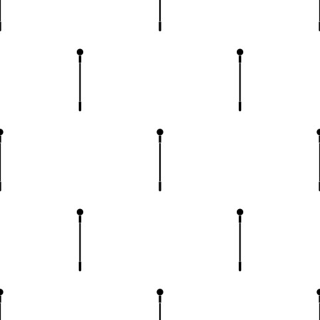 Seamless pattern with black magic staff icon on white background. Magic wand, scepter, stick, rod. Vector illustration for design, web, wrapping paper, fabric, wallpaper.のイラスト素材