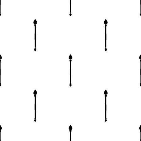 Seamless pattern with black magic staff icon on white background. Magic wand, scepter, stick, rod. Vector illustration for design, web, wrapping paper, fabric, wallpaper.のイラスト素材