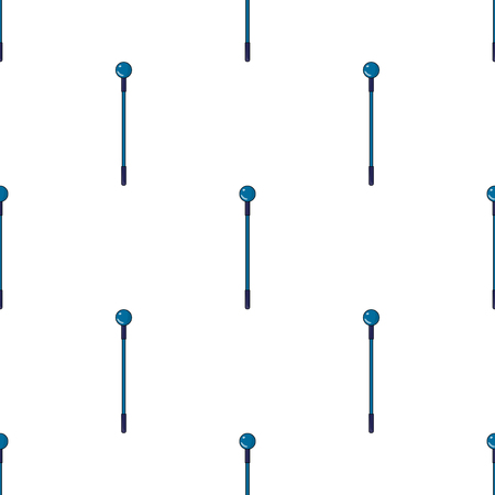 Seamless pattern with yellow magic staff icon on white background. Magic wand, scepter, stick, rod. Vector illustration for design, web, wrapping paper, fabric, wallpaper.のイラスト素材