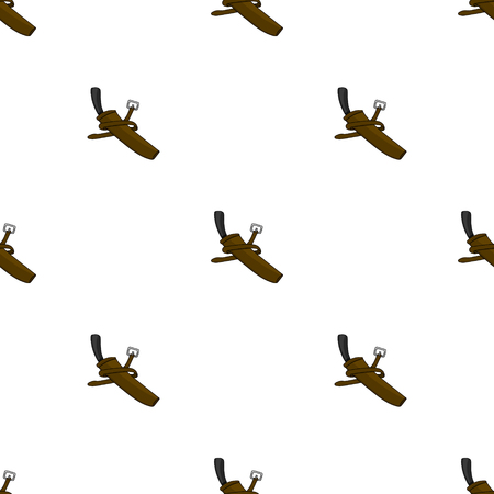 Seamless pattern with sword or gun in case with belt on white background. Medieval weapon. Adventure items. Cartoon style. Vector illustration for design, web, wrapping paper, fabric, wallpaper.のイラスト素材