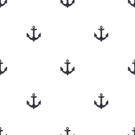 Seamless pattern with black anchor on a white background. Cartoon style. Vector illustration for design, web, wrapping paper, fabric, wallpaper.のイラスト素材