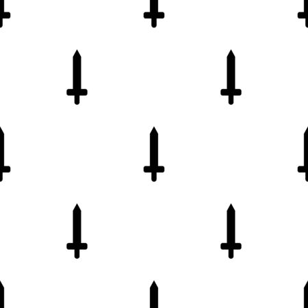 Seamless pattern with simple sword icons. Black silhouette of knife. Vector illustration for design, web, wrapping paper, fabric, wallpaper.のイラスト素材