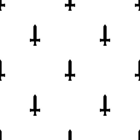 Seamless pattern with simple sword icons. Black silhouette of knife. Vector illustration for design, web, wrapping paper, fabric, wallpaper.のイラスト素材