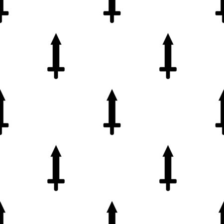 Seamless pattern with simple sword icons. Black silhouette of knife. Vector illustration for design, web, wrapping paper, fabric, wallpaper.のイラスト素材