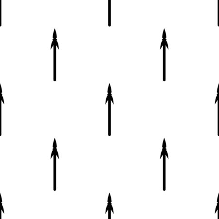 Seamless pattern with black silhouette icon of spear isolated on white background. Lance, pike. Medieval weapon sign. Vector illustration for design, web, wrapping paper, fabric, wallpaper.のイラスト素材