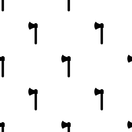Seamless pattern with black silhouette icon of axe isolated on white background. Medieval weapon sign. Vector illustration for design, web, wrapping paper, fabric, wallpaper.のイラスト素材
