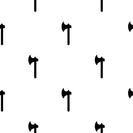 Seamless pattern with black silhouette icon of axe isolated on white background. Medieval weapon sign. Vector illustration for design, web, wrapping paper, fabric, wallpaper.のイラスト素材
