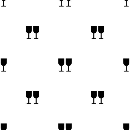 Seamless pattern with two glasses on white background. Vector illustration for design, web, wrapping paper, fabric, wallpaper.のイラスト素材