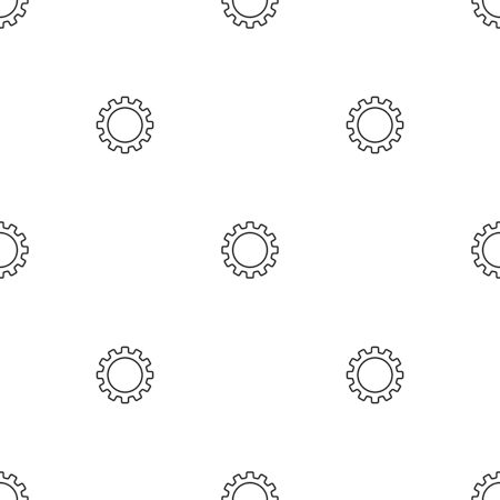 Seamless pattern with gear icon on white background. Settings symbol. Outline style. Vector illustration for design, web, wrapping paper, fabric, wallpaper.のイラスト素材