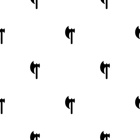 Seamless pattern with black silhouette icon of axe isolated on white background. Medieval weapon sign. Vector illustration for design, web, wrapping paper, fabric, wallpaper.のイラスト素材