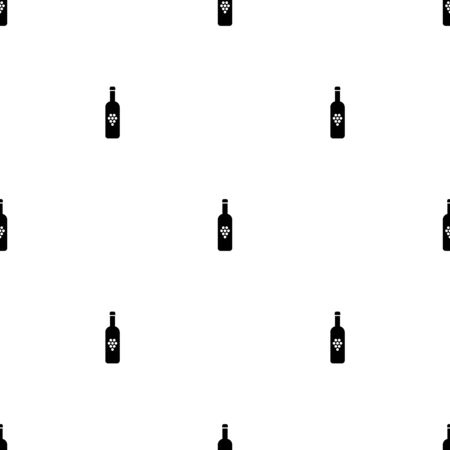 Seamless pattern with bottle of wine on white background. Vector illustration for design, web, wrapping paper, fabric, wallpaper.のイラスト素材