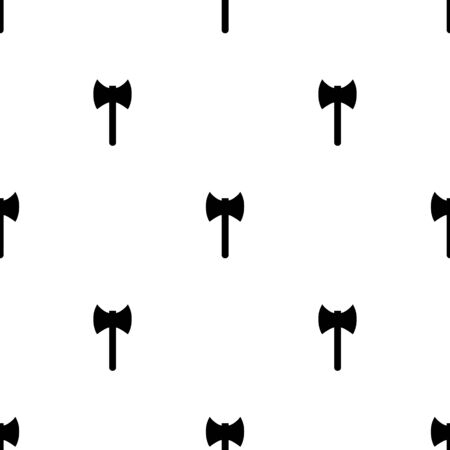 Seamless pattern with black silhouette icon of axe isolated on white background. Medieval weapon sign. Vector illustration for design, web, wrapping paper, fabric, wallpaper.のイラスト素材